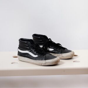 Vans SK8 Hi Reissue Premium Black and White Leather High-Top Sneakers